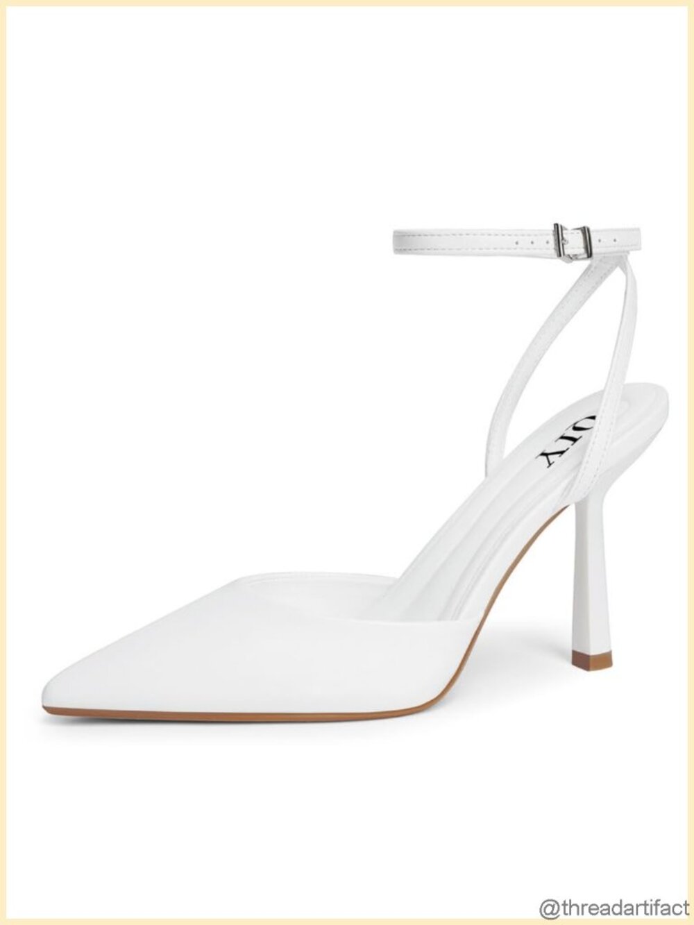 Women's Pointed Toe Stiletto Heels with Ankle Strap, Faux Leather, Adjustable